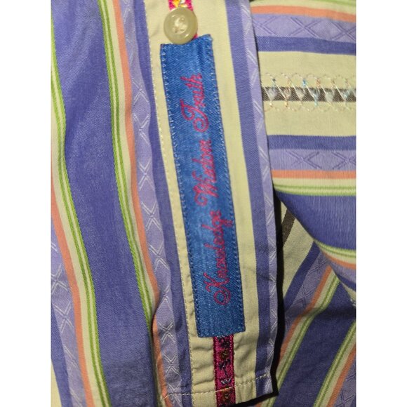 $178 Robert Graham Mens Striped Contrast Long Sleeve Shirt XL - Picture 9 of 10